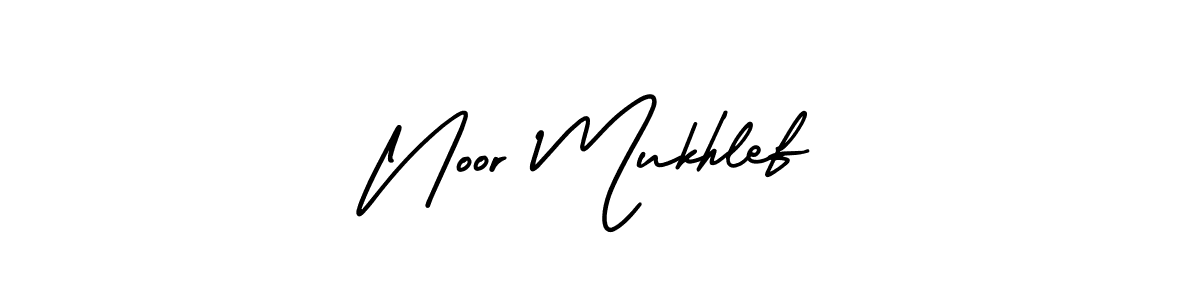 The best way (AmerikaSignatureDemo-Regular) to make a short signature is to pick only two or three words in your name. The name Noor Mukhlef include a total of six letters. For converting this name. Noor Mukhlef signature style 3 images and pictures png