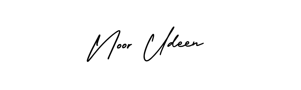 How to make Noor Udeen name signature. Use AmerikaSignatureDemo-Regular style for creating short signs online. This is the latest handwritten sign. Noor Udeen signature style 3 images and pictures png