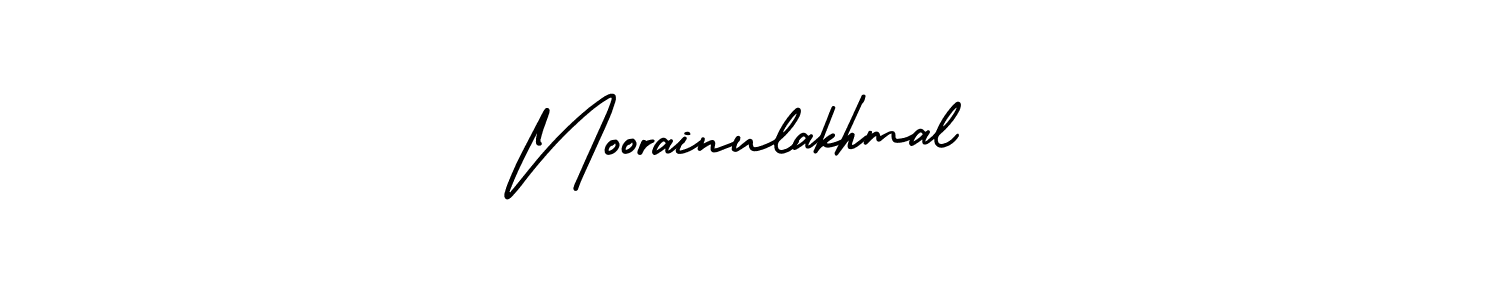 You should practise on your own different ways (AmerikaSignatureDemo-Regular) to write your name (Noorainulakhmal) in signature. don't let someone else do it for you. Noorainulakhmal signature style 3 images and pictures png