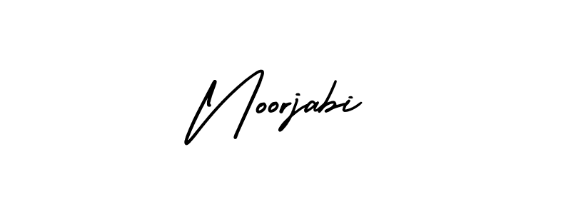 You should practise on your own different ways (AmerikaSignatureDemo-Regular) to write your name (Noorjabi) in signature. don't let someone else do it for you. Noorjabi signature style 3 images and pictures png