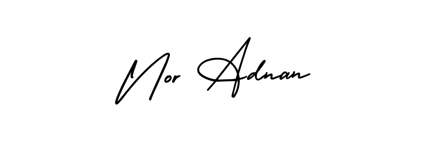 How to Draw Nor Adnan signature style? AmerikaSignatureDemo-Regular is a latest design signature styles for name Nor Adnan. Nor Adnan signature style 3 images and pictures png