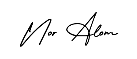 The AmerikaSignatureDemo-Regular typeface gives name Nor Alom a refined look. Suitable for certificates, diplomas, and official verification. Nor Alom signature style 3 images and pictures png
