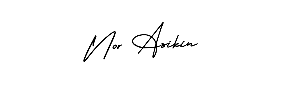 Use a signature maker to create a handwritten signature online. With this signature software, you can design (AmerikaSignatureDemo-Regular) your own signature for name Nor Asikin. Nor Asikin signature style 3 images and pictures png