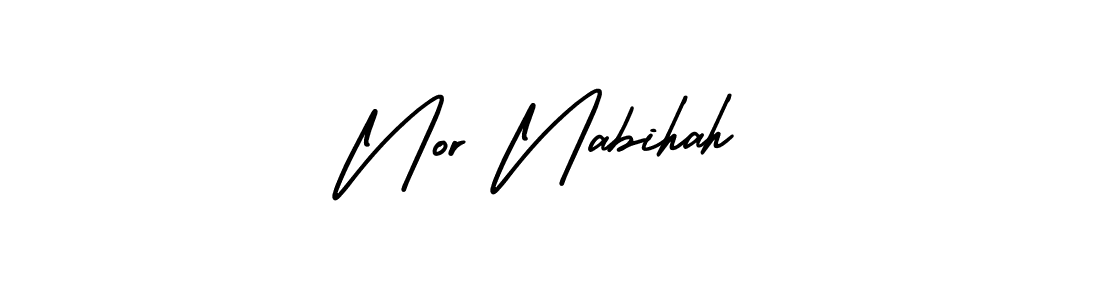 AmerikaSignatureDemo-Regular is a professional signature style that is perfect for those who want to add a touch of class to their signature. It is also a great choice for those who want to make their signature more unique. Get Nor Nabihah name to fancy signature for free. Nor Nabihah signature style 3 images and pictures png