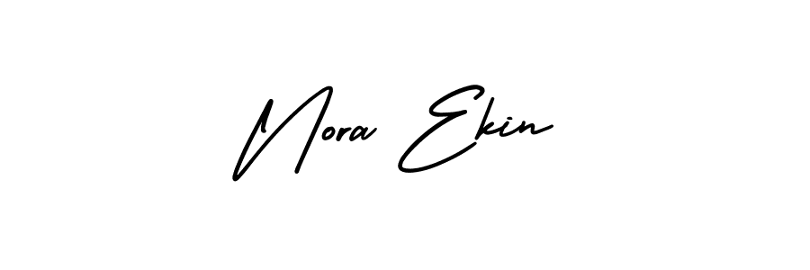 The best way (AmerikaSignatureDemo-Regular) to make a short signature is to pick only two or three words in your name. The name Nora Ekin include a total of six letters. For converting this name. Nora Ekin signature style 3 images and pictures png