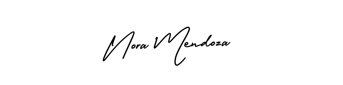 You should practise on your own different ways (AmerikaSignatureDemo-Regular) to write your name (Nora Mendoza) in signature. don't let someone else do it for you. Nora Mendoza signature style 3 images and pictures png