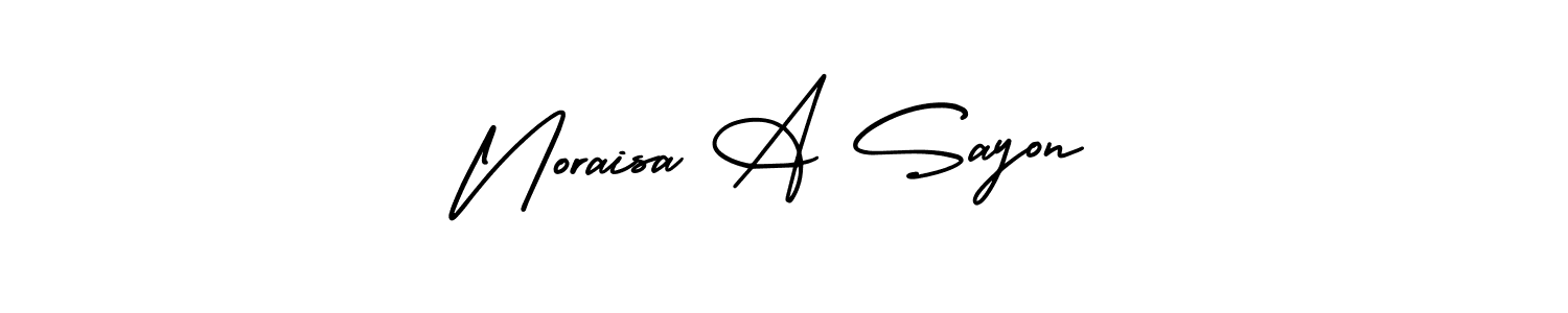 Similarly AmerikaSignatureDemo-Regular is the best handwritten signature design. Signature creator online .You can use it as an online autograph creator for name Noraisa A Sayon. Noraisa A Sayon signature style 3 images and pictures png