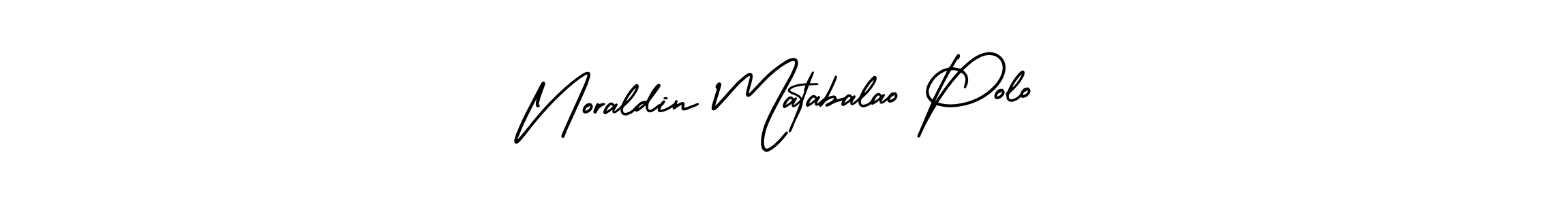 This is the best signature style for the Noraldin Matabalao Polo name. Also you like these signature font (AmerikaSignatureDemo-Regular). Mix name signature. Noraldin Matabalao Polo signature style 3 images and pictures png