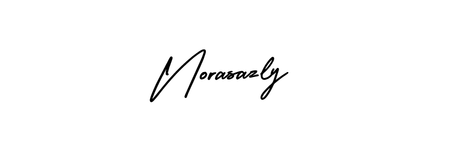 AmerikaSignatureDemo-Regular is a professional signature style that is perfect for those who want to add a touch of class to their signature. It is also a great choice for those who want to make their signature more unique. Get Norasazly name to fancy signature for free. Norasazly signature style 3 images and pictures png