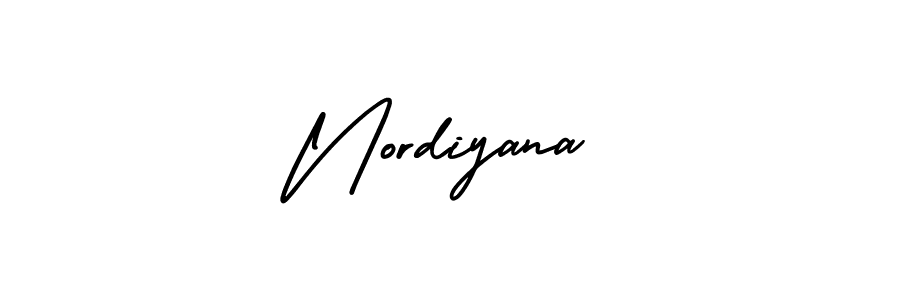 Similarly AmerikaSignatureDemo-Regular is the best handwritten signature design. Signature creator online .You can use it as an online autograph creator for name Nordiyana. Nordiyana signature style 3 images and pictures png