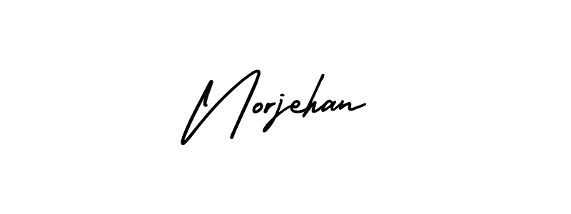 The best way (AmerikaSignatureDemo-Regular) to make a short signature is to pick only two or three words in your name. The name Norjehan include a total of six letters. For converting this name. Norjehan signature style 3 images and pictures png