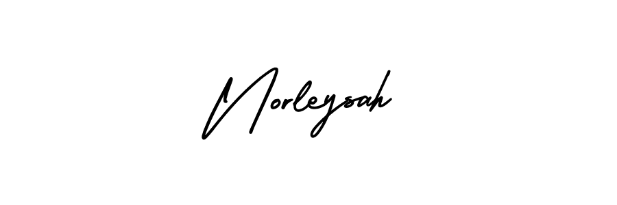 How to make Norleysah name signature. Use AmerikaSignatureDemo-Regular style for creating short signs online. This is the latest handwritten sign. Norleysah signature style 3 images and pictures png