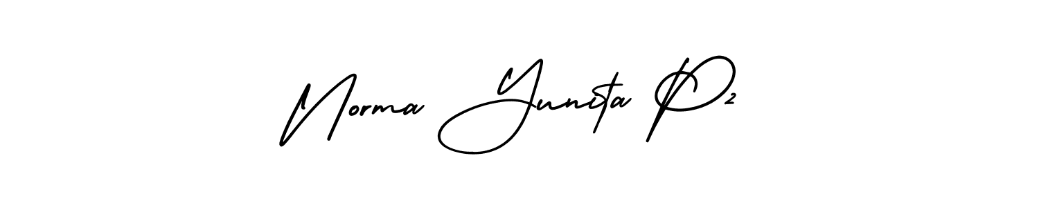 AmerikaSignatureDemo-Regular is a professional signature style that is perfect for those who want to add a touch of class to their signature. It is also a great choice for those who want to make their signature more unique. Get Norma Yunita P2 name to fancy signature for free. Norma Yunita P2 signature style 3 images and pictures png