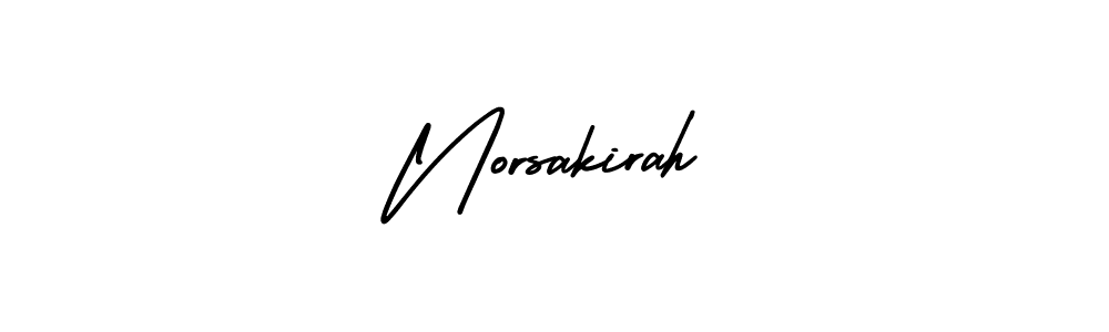 How to make Norsakirah name signature. Use AmerikaSignatureDemo-Regular style for creating short signs online. This is the latest handwritten sign. Norsakirah signature style 3 images and pictures png