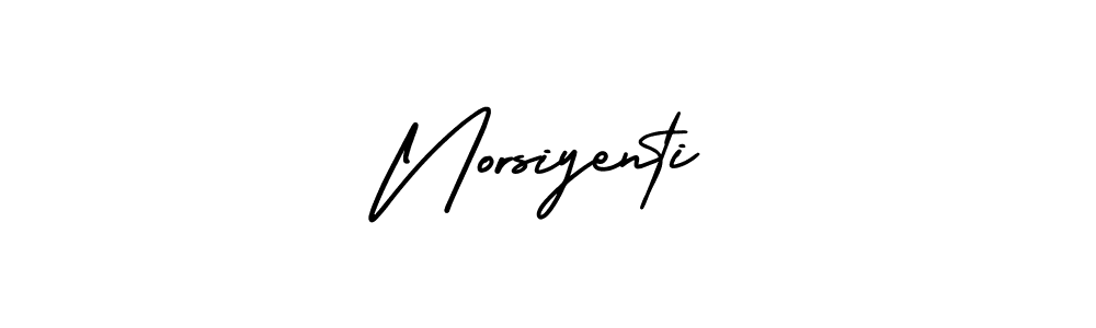 The best way (AmerikaSignatureDemo-Regular) to make a short signature is to pick only two or three words in your name. The name Norsiyenti include a total of six letters. For converting this name. Norsiyenti signature style 3 images and pictures png
