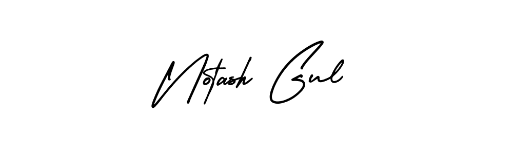 You should practise on your own different ways (AmerikaSignatureDemo-Regular) to write your name (Notash Gul) in signature. don't let someone else do it for you. Notash Gul signature style 3 images and pictures png