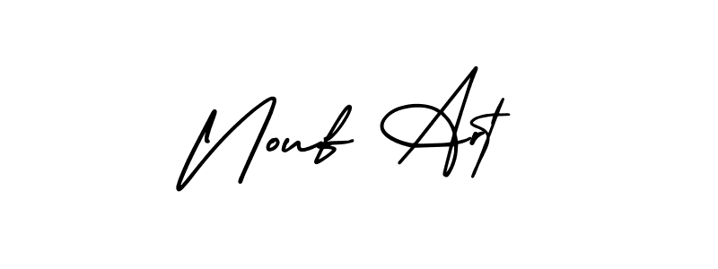 The best way (AmerikaSignatureDemo-Regular) to make a short signature is to pick only two or three words in your name. The name Nouf Art include a total of six letters. For converting this name. Nouf Art signature style 3 images and pictures png