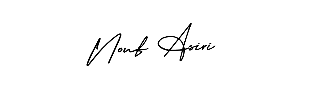 You should practise on your own different ways (AmerikaSignatureDemo-Regular) to write your name (Nouf Asiri) in signature. don't let someone else do it for you. Nouf Asiri signature style 3 images and pictures png