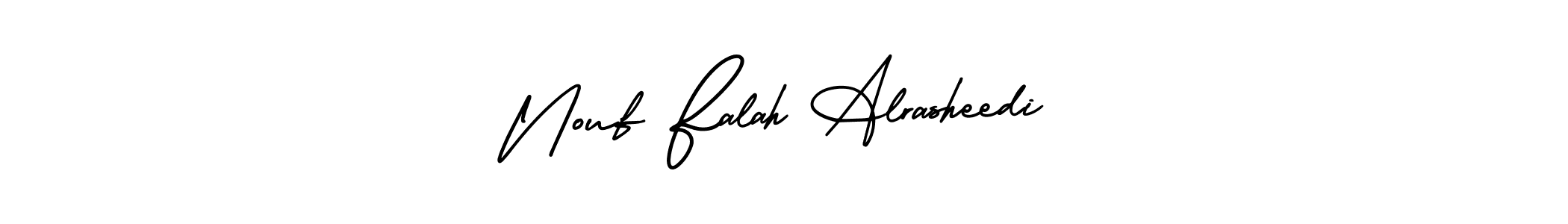 The best way (AmerikaSignatureDemo-Regular) to make a short signature is to pick only two or three words in your name. The name Nouf Falah Alrasheedi include a total of six letters. For converting this name. Nouf Falah Alrasheedi signature style 3 images and pictures png
