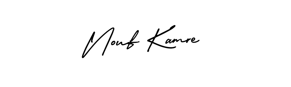 The best way (AmerikaSignatureDemo-Regular) to make a short signature is to pick only two or three words in your name. The name Nouf Kamre include a total of six letters. For converting this name. Nouf Kamre signature style 3 images and pictures png