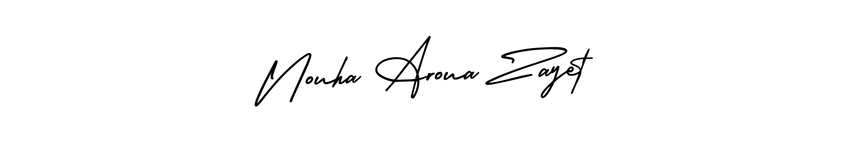 Nouha Aroua Zayet stylish signature style. Best Handwritten Sign (AmerikaSignatureDemo-Regular) for my name. Handwritten Signature Collection Ideas for my name Nouha Aroua Zayet. Nouha Aroua Zayet signature style 3 images and pictures png
