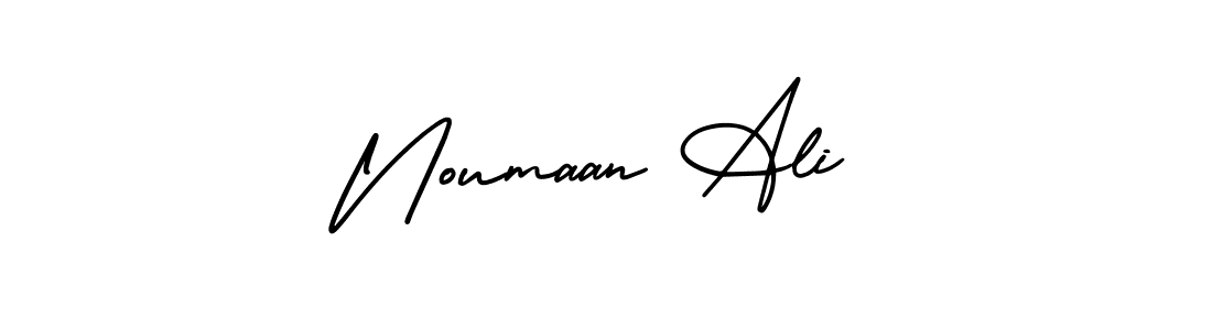 You should practise on your own different ways (AmerikaSignatureDemo-Regular) to write your name (Noumaan Ali) in signature. don't let someone else do it for you. Noumaan Ali signature style 3 images and pictures png