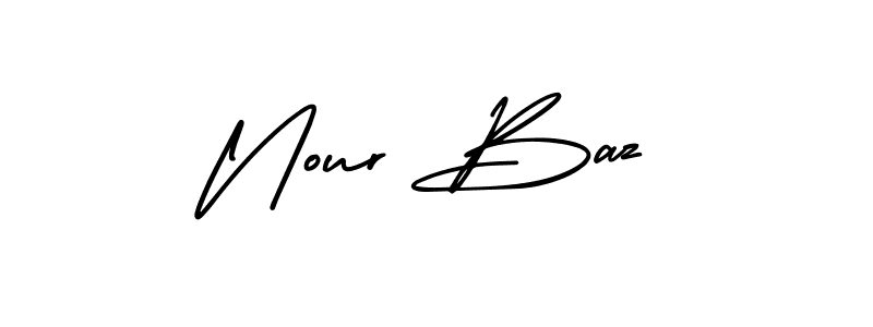 Also You can easily find your signature by using the search form. We will create Nour Baz name handwritten signature images for you free of cost using AmerikaSignatureDemo-Regular sign style. Nour Baz signature style 3 images and pictures png