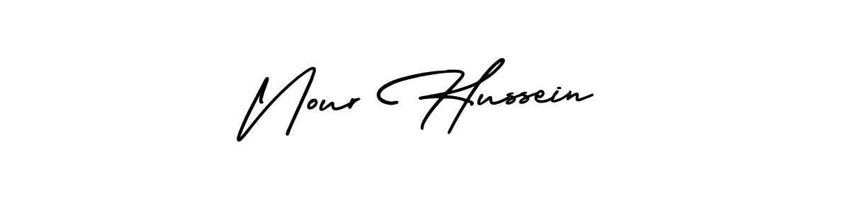 Make a beautiful signature design for name Nour Hussein. With this signature (AmerikaSignatureDemo-Regular) style, you can create a handwritten signature for free. Nour Hussein signature style 3 images and pictures png