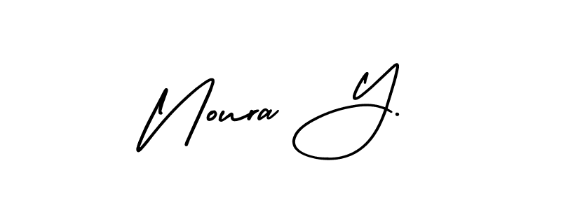 The best way (AmerikaSignatureDemo-Regular) to make a short signature is to pick only two or three words in your name. The name Noura Y. include a total of six letters. For converting this name. Noura Y. signature style 3 images and pictures png