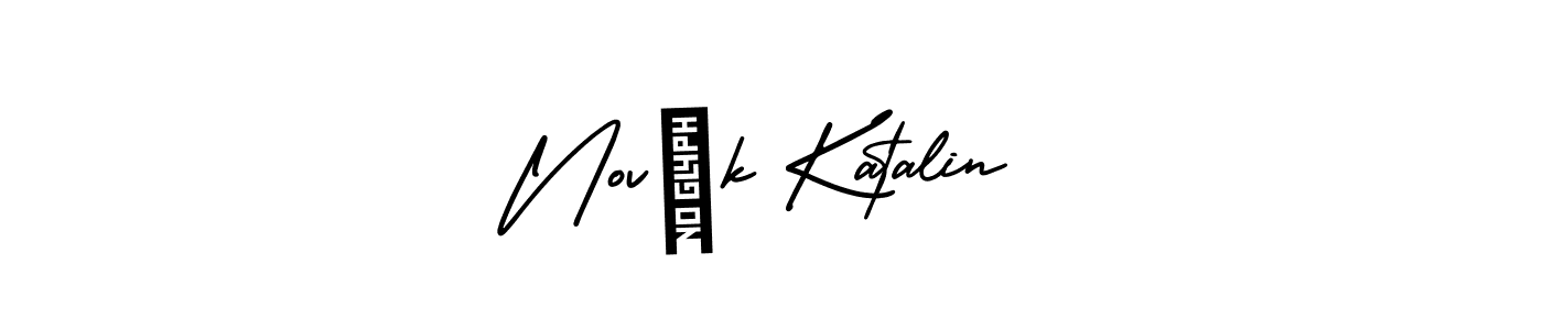 The best way (AmerikaSignatureDemo-Regular) to make a short signature is to pick only two or three words in your name. The name Novák Katalin include a total of six letters. For converting this name. Novák Katalin signature style 3 images and pictures png