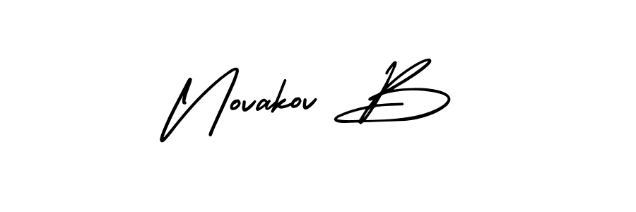 The best way (AmerikaSignatureDemo-Regular) to make a short signature is to pick only two or three words in your name. The name Novakov B include a total of six letters. For converting this name. Novakov B signature style 3 images and pictures png