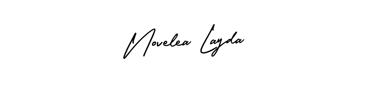 The best way (AmerikaSignatureDemo-Regular) to make a short signature is to pick only two or three words in your name. The name Novelea Layda include a total of six letters. For converting this name. Novelea Layda signature style 3 images and pictures png