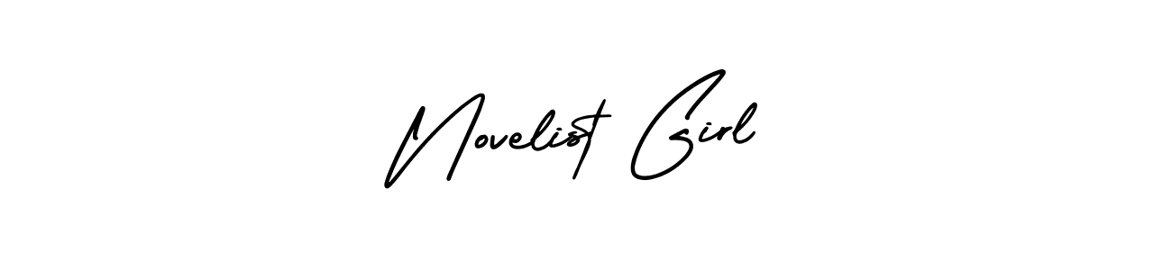 The best way (AmerikaSignatureDemo-Regular) to make a short signature is to pick only two or three words in your name. The name Novelist Girl include a total of six letters. For converting this name. Novelist Girl signature style 3 images and pictures png