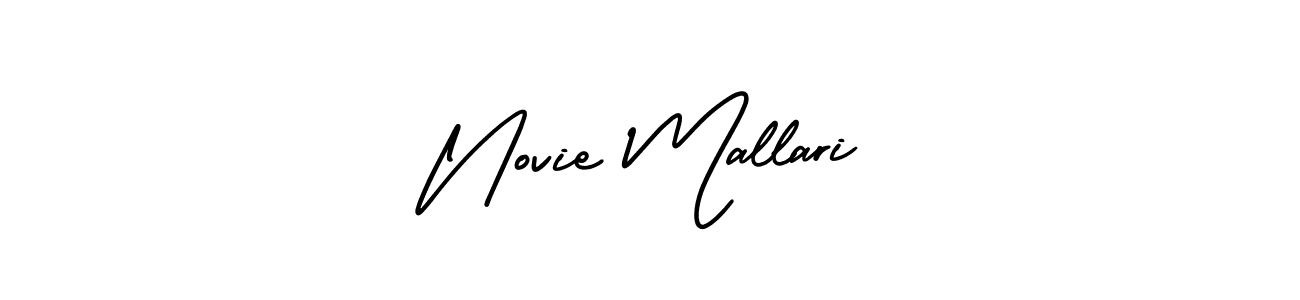 Novie Mallari stylish signature style. Best Handwritten Sign (AmerikaSignatureDemo-Regular) for my name. Handwritten Signature Collection Ideas for my name Novie Mallari. Novie Mallari signature style 3 images and pictures png