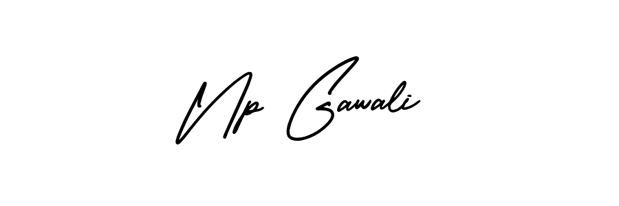 How to make Np Gawali name signature. Use AmerikaSignatureDemo-Regular style for creating short signs online. This is the latest handwritten sign. Np Gawali signature style 3 images and pictures png