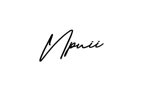 You should practise on your own different ways (AmerikaSignatureDemo-Regular) to write your name (Npuii) in signature. don't let someone else do it for you. Npuii signature style 3 images and pictures png