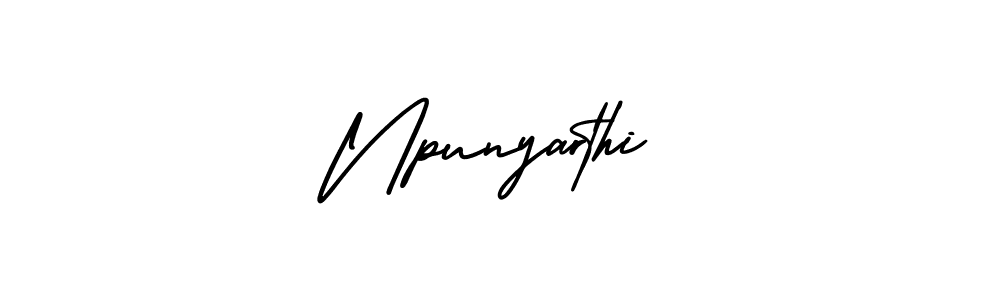 How to make Npunyarthi name signature. Use AmerikaSignatureDemo-Regular style for creating short signs online. This is the latest handwritten sign. Npunyarthi signature style 3 images and pictures png