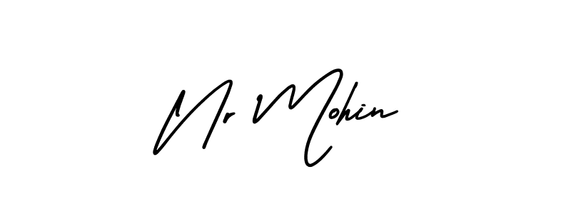 You should practise on your own different ways (AmerikaSignatureDemo-Regular) to write your name (Nr Mohin) in signature. don't let someone else do it for you. Nr Mohin signature style 3 images and pictures png