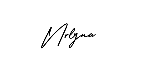 You should practise on your own different ways (AmerikaSignatureDemo-Regular) to write your name (Nrlyna) in signature. don't let someone else do it for you. Nrlyna signature style 3 images and pictures png