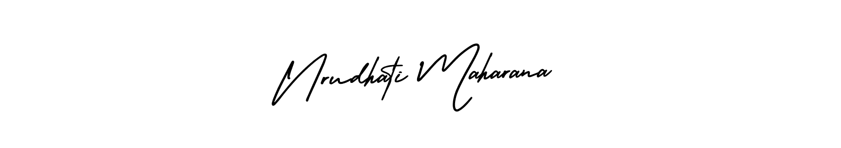 The best way (AmerikaSignatureDemo-Regular) to make a short signature is to pick only two or three words in your name. The name Nrudhati Maharana include a total of six letters. For converting this name. Nrudhati Maharana signature style 3 images and pictures png