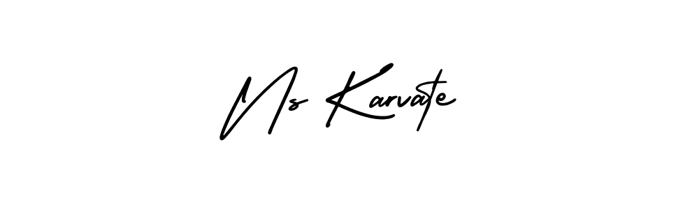 How to make Ns Karvate name signature. Use AmerikaSignatureDemo-Regular style for creating short signs online. This is the latest handwritten sign. Ns Karvate signature style 3 images and pictures png