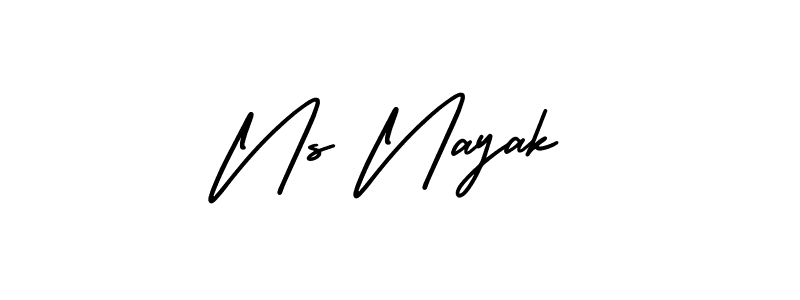 You should practise on your own different ways (AmerikaSignatureDemo-Regular) to write your name (Ns Nayak) in signature. don't let someone else do it for you. Ns Nayak signature style 3 images and pictures png