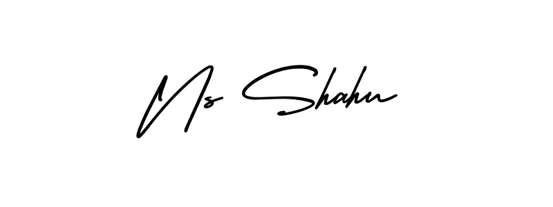 The best way (AmerikaSignatureDemo-Regular) to make a short signature is to pick only two or three words in your name. The name Ns Shahu include a total of six letters. For converting this name. Ns Shahu signature style 3 images and pictures png