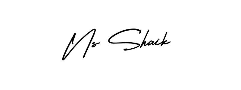 The best way (AmerikaSignatureDemo-Regular) to make a short signature is to pick only two or three words in your name. The name Ns Shaik include a total of six letters. For converting this name. Ns Shaik signature style 3 images and pictures png