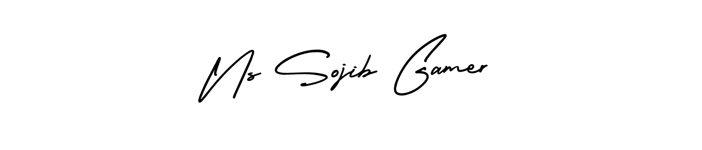 How to make Ns Sojib Gamer name signature. Use AmerikaSignatureDemo-Regular style for creating short signs online. This is the latest handwritten sign. Ns Sojib Gamer signature style 3 images and pictures png