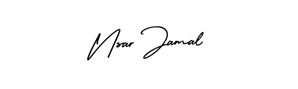 Make a beautiful signature design for name Nsar Jamal. With this signature (AmerikaSignatureDemo-Regular) style, you can create a handwritten signature for free. Nsar Jamal signature style 3 images and pictures png