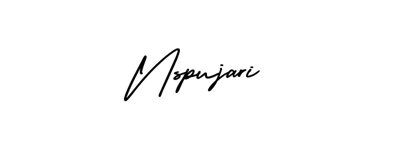 You should practise on your own different ways (AmerikaSignatureDemo-Regular) to write your name (Nspujari) in signature. don't let someone else do it for you. Nspujari signature style 3 images and pictures png