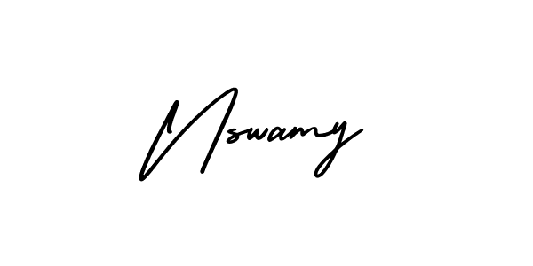 How to make Nswamy name signature. Use AmerikaSignatureDemo-Regular style for creating short signs online. This is the latest handwritten sign. Nswamy signature style 3 images and pictures png