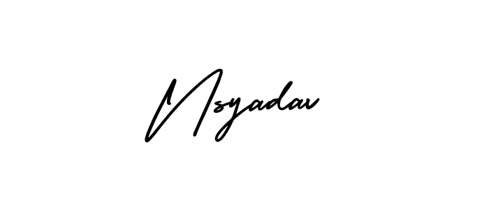 Similarly AmerikaSignatureDemo-Regular is the best handwritten signature design. Signature creator online .You can use it as an online autograph creator for name Nsyadav. Nsyadav signature style 3 images and pictures png