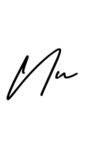 How to make Nu name signature. Use AmerikaSignatureDemo-Regular style for creating short signs online. This is the latest handwritten sign. Nu signature style 3 images and pictures png